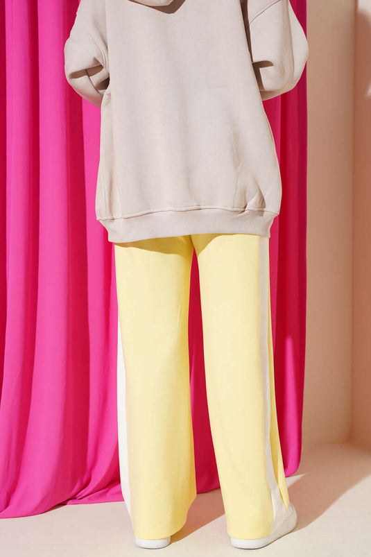 Loyşa Yan Şeritli Bel Lastikli Pantolon Sarı