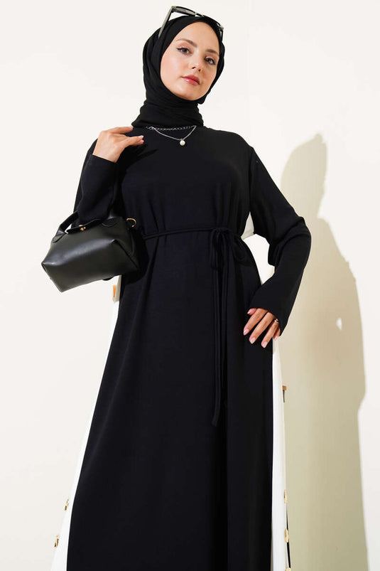 Loyşa Yan Şeritli Elbise Siyah