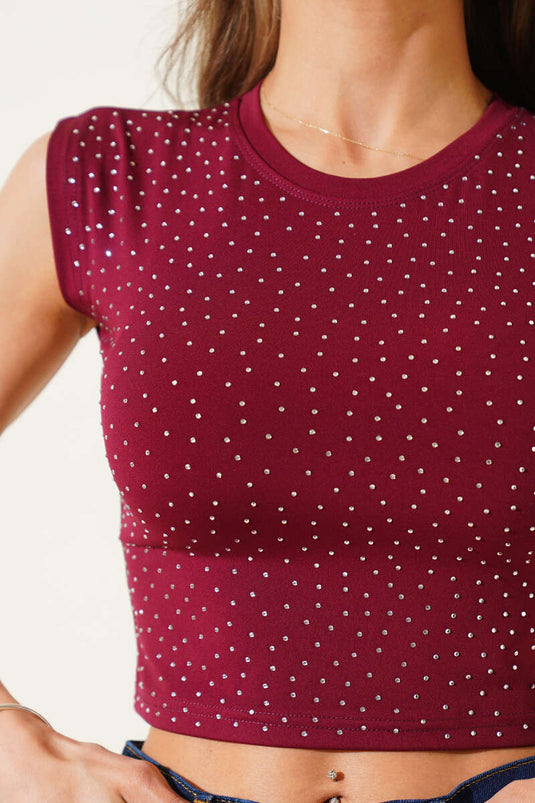 Loyso Önü Taşlı Crop Cherry