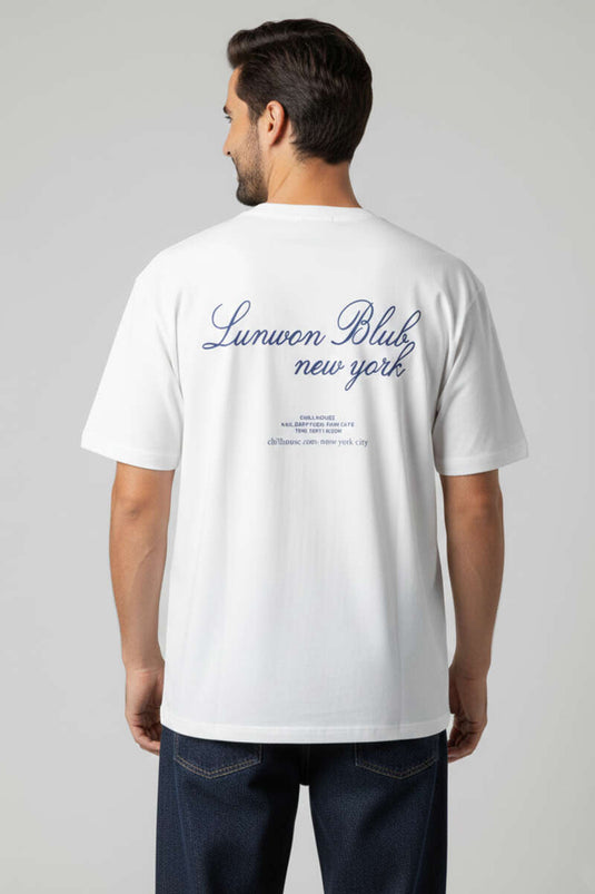 T-shirt da uomo Lunuon con stampa bianca