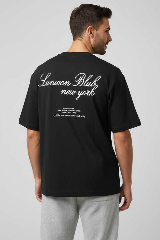 T-shirt uomo Lunuon con stampa, nero