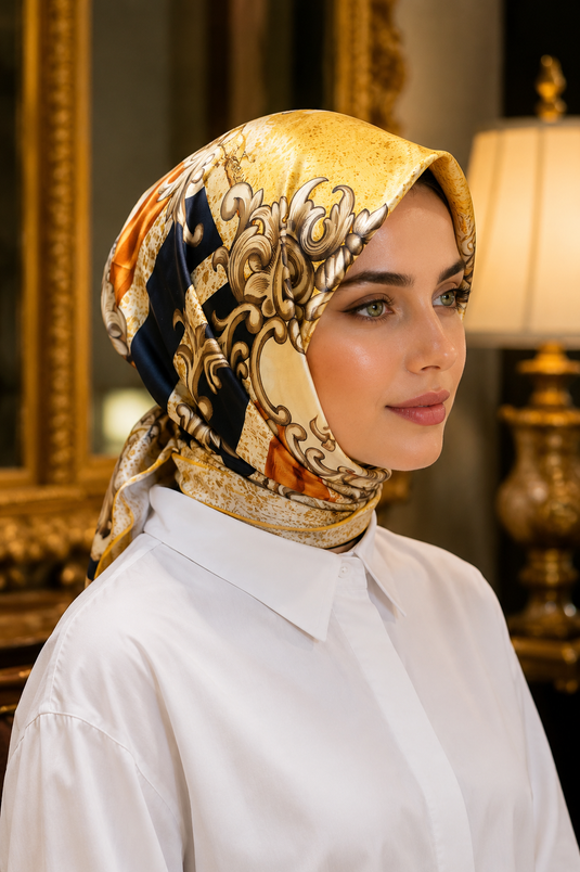 Luxury Zincir Detaylı Eşarp Serisi Camel