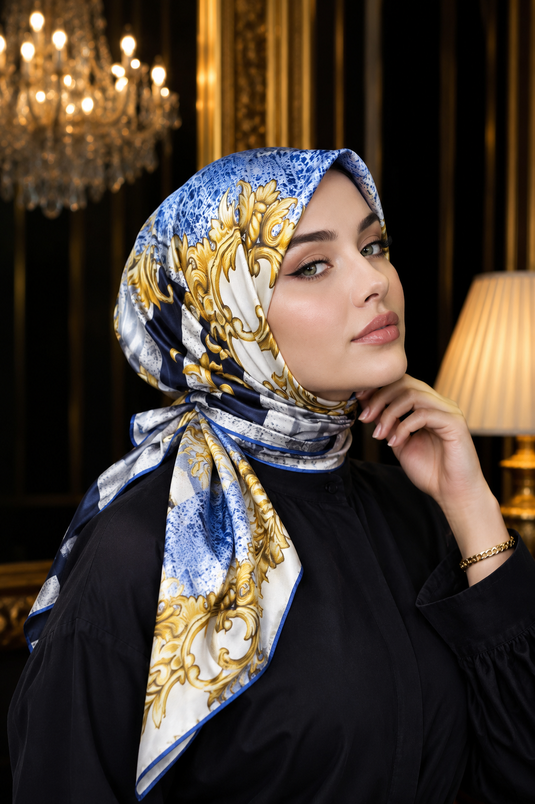 Luxury Zincir Detaylı Eşarp Serisi Saks