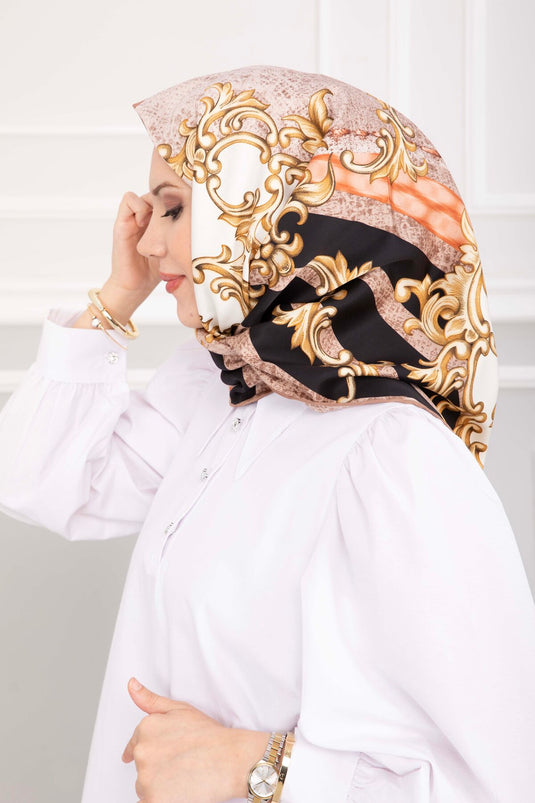 Luxe Zalmroze Sjaalserie Met Kettingdetail
