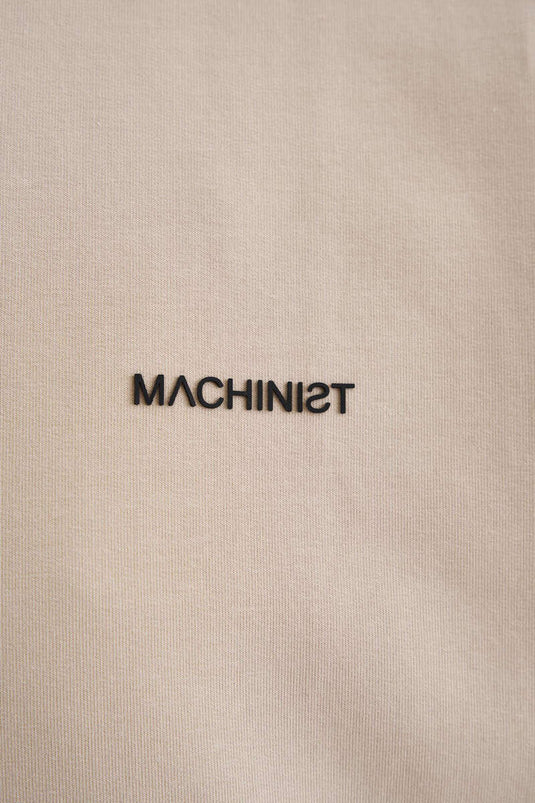 Machinist Geborduurd Oversized Heren T-shirt Beige