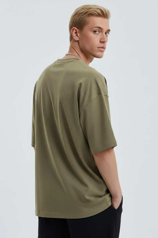 T-shirt homme surdimensionné brodé Machinist kaki