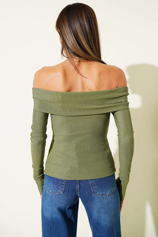 Madonna Yaka Düğmeli Bluz Yeşil