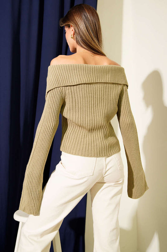 Madonna Collar Zip-Up Cardigan, Light Green