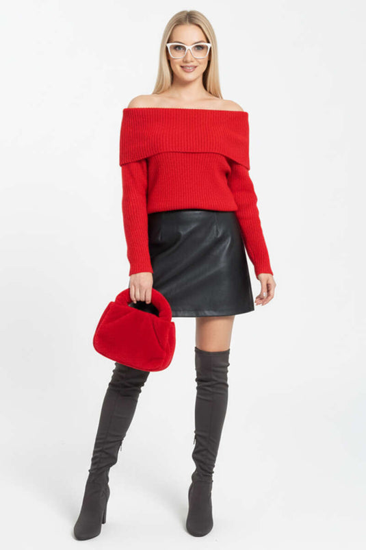 Pull en maille rouge à col Madonna