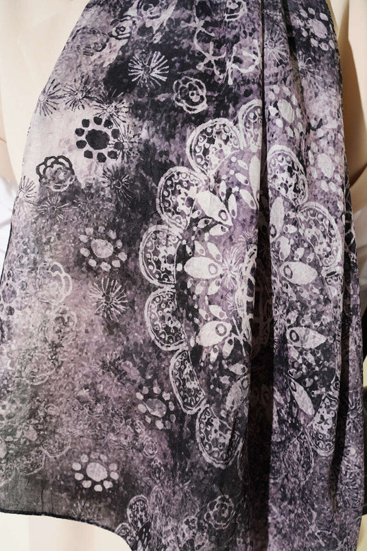Sciarpa Mandala con motivo in bambù, nero