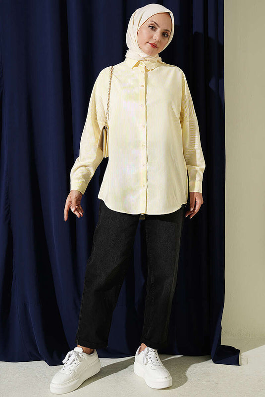 Chemise Rayée Jaune À Boutons