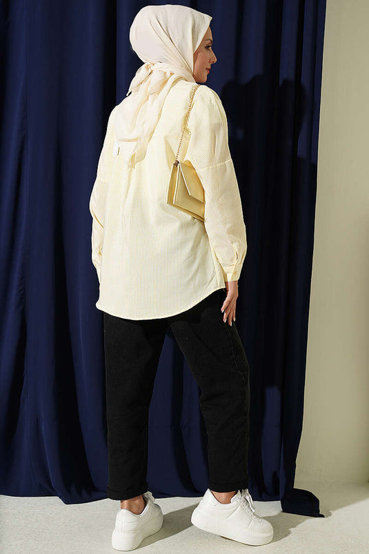 Chemise Rayée Jaune À Boutons