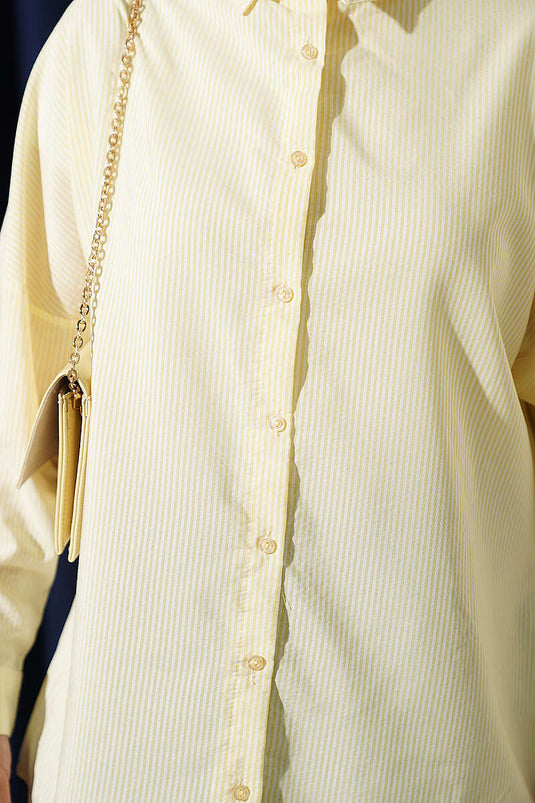 Chemise Rayée Jaune À Boutons