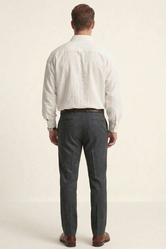 Tencel Men's Shirt with Cuff Buttons Ecru