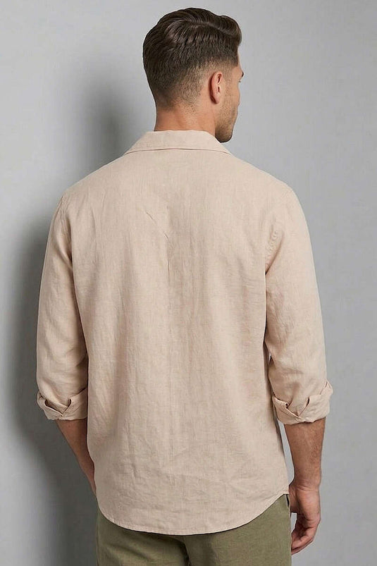Tencel Men's Shirt with Cuff Buttons Latte