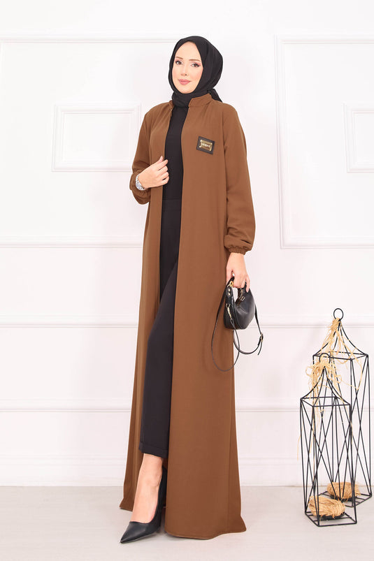 Abaya hijab à poignets élastiques et poches
