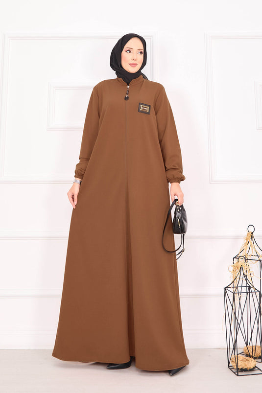 Abaya hijab à poignets élastiques et poches