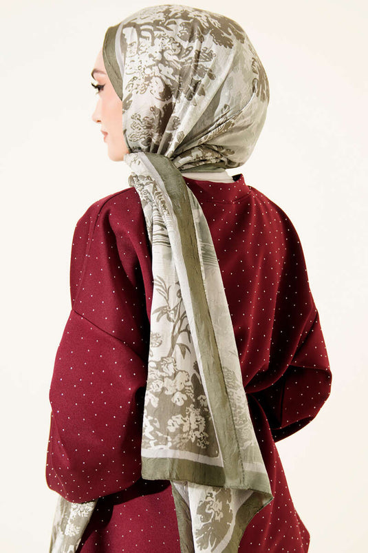 Manzara Desen Bambu Kraş Şal Haki