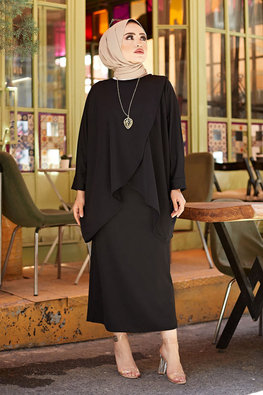 MDI Skirt and Tunic Two-Piece Combination Black