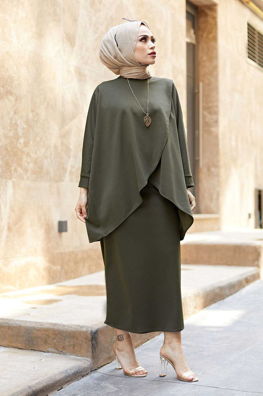 MDI Skirt and Tunic Two-Piece Combination Khaki