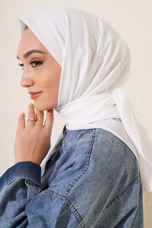Medine İpeği Eşarp Beyaz