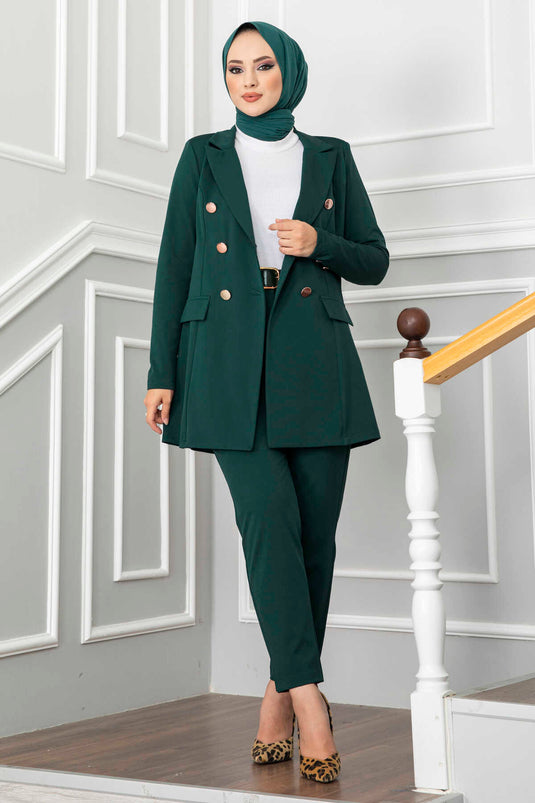 Ensemble de voiles à col en mouchoir, couleur pétrole