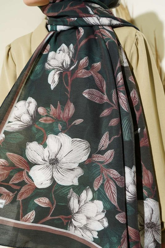 Châle en modal à motif violette émeraude blanc