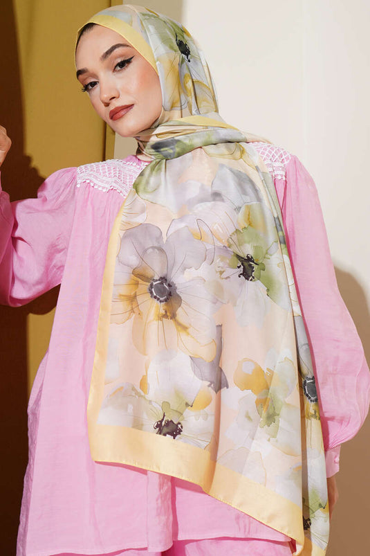 Foulard à motif violette lime