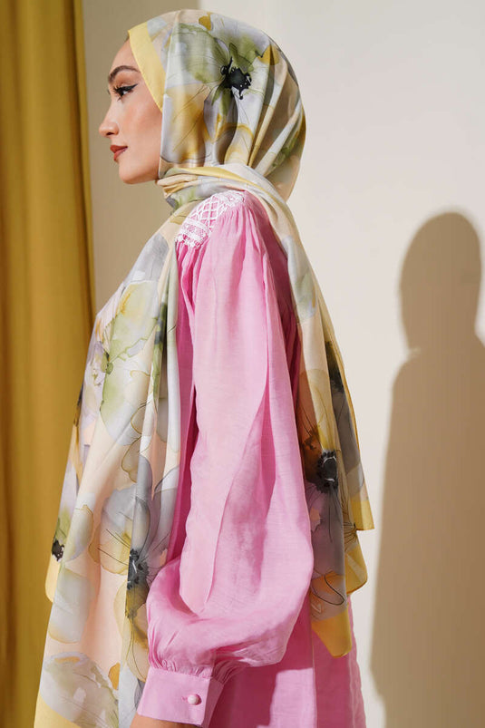 Foulard à motif violette lime