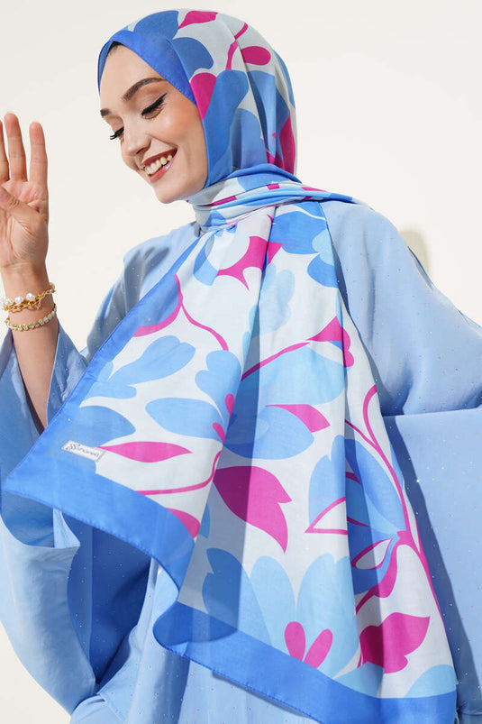 Violet Pattern Soft Scarf Indigo