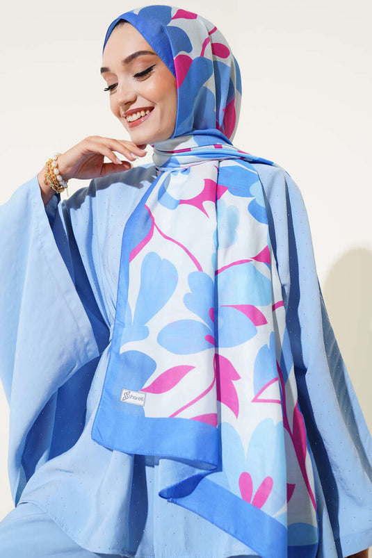 Violet Pattern Soft Scarf Indigo