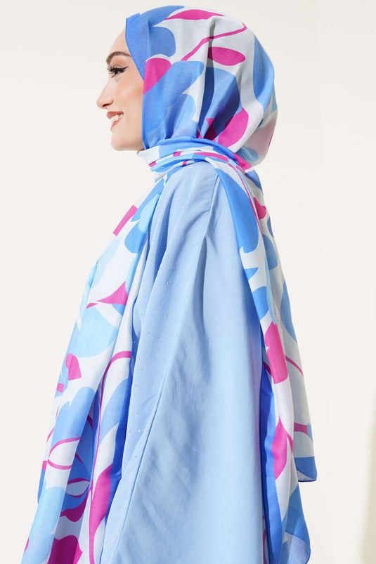 Violet Pattern Soft Scarf Indigo