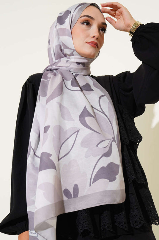 Zachte sjaal met violet patroon en steentjes