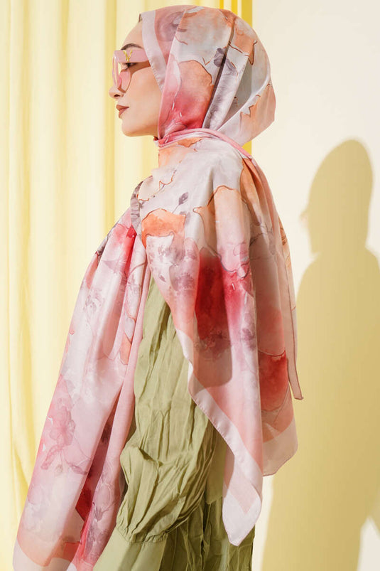 وشاح ميري الناعم بنقوش، لون وردي فاتح