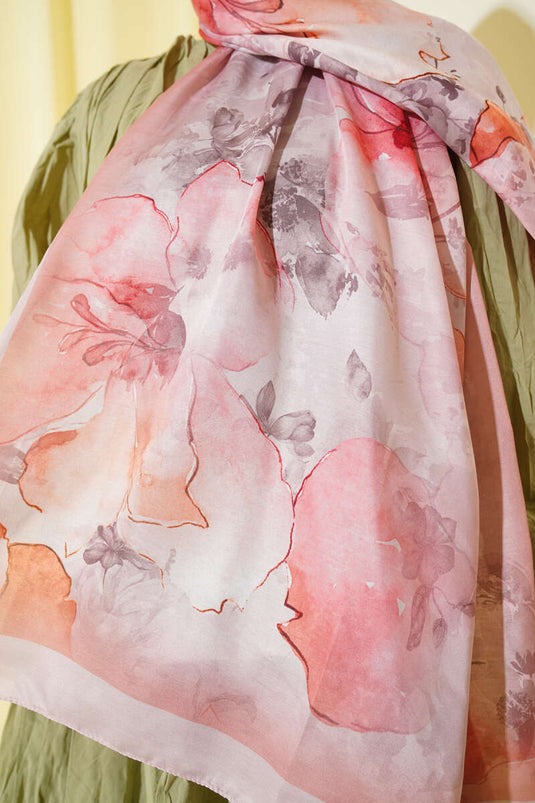 Meri Desenli Soft Şal Pudra