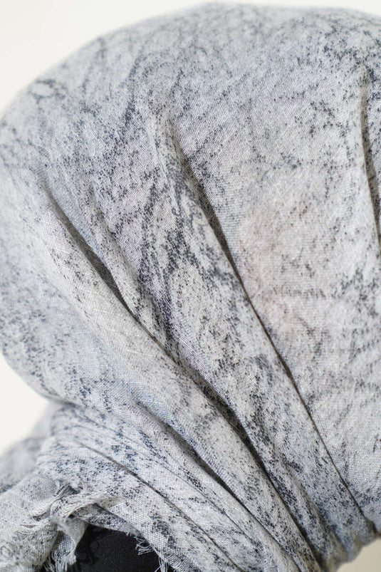 Marble Pattern Flamu Cotton Scarf Gray