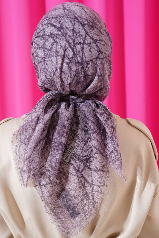 Marble Pattern Flamu Cotton Scarf Violet