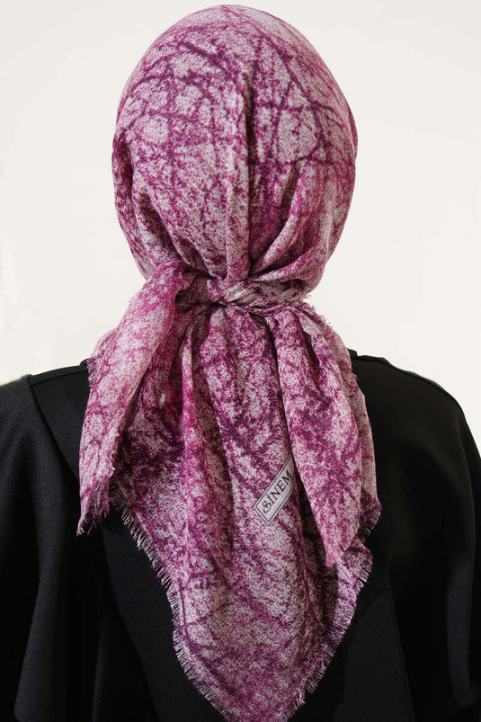 Marble Pattern Flamu Cotton Scarf Purple