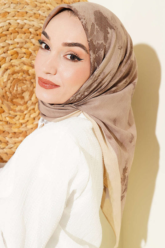 Foulard Beige Con Motivo Marmo
