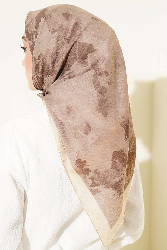 Foulard Beige Con Motivo Marmo