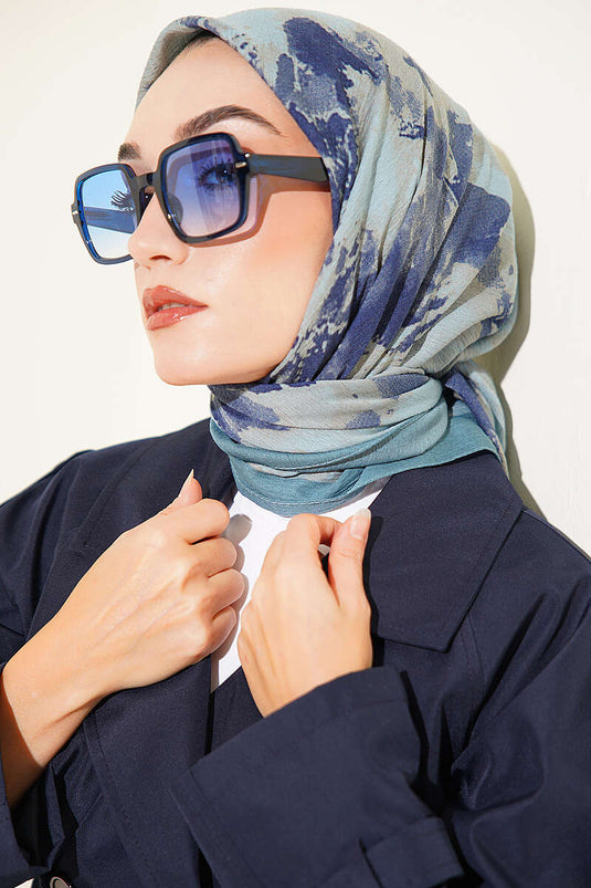Mermer Desenli Eşarp Mint
