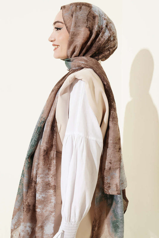 Écharpe moderne à motif marbre marron