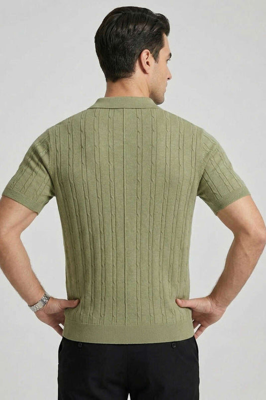 T-shirt homme kaki à fermeture éclair mercerisé