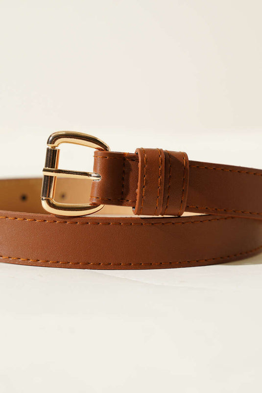 Metal Aksesuarlı Kemer Taba