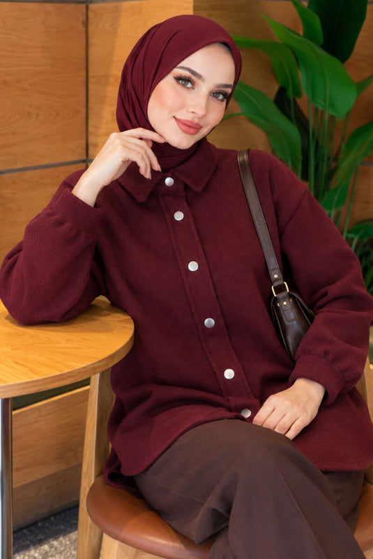 Veste Métallique À Pressions Mauve