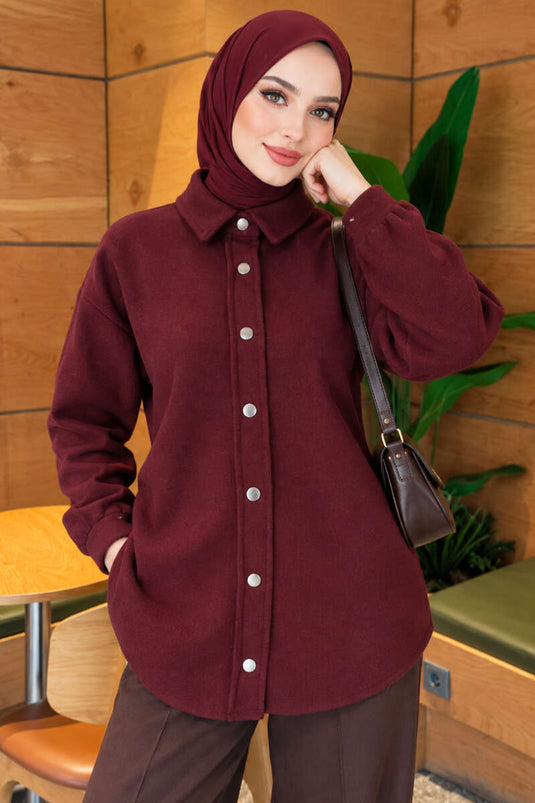 Veste Métallique À Pressions Mauve