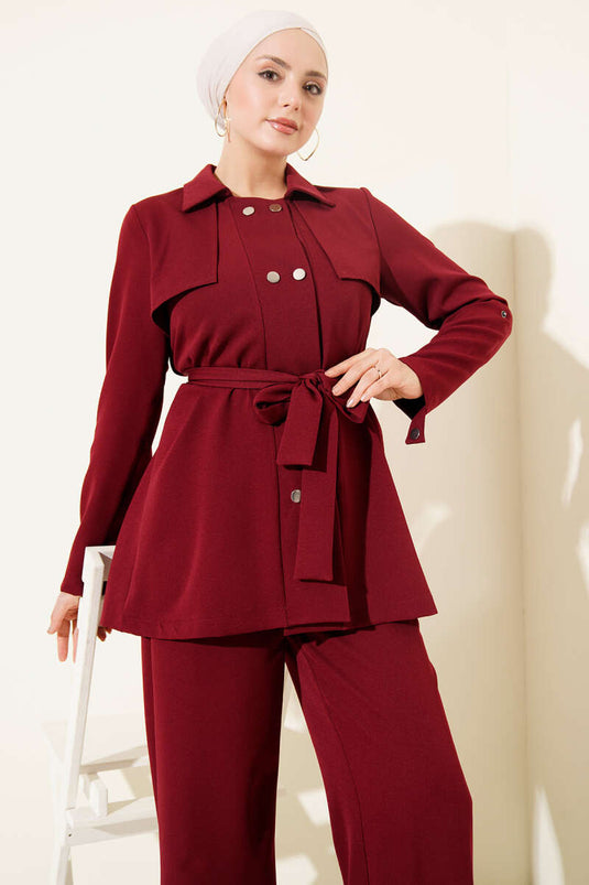 Metal Snap Fastener Two-Piece Set Burgundy