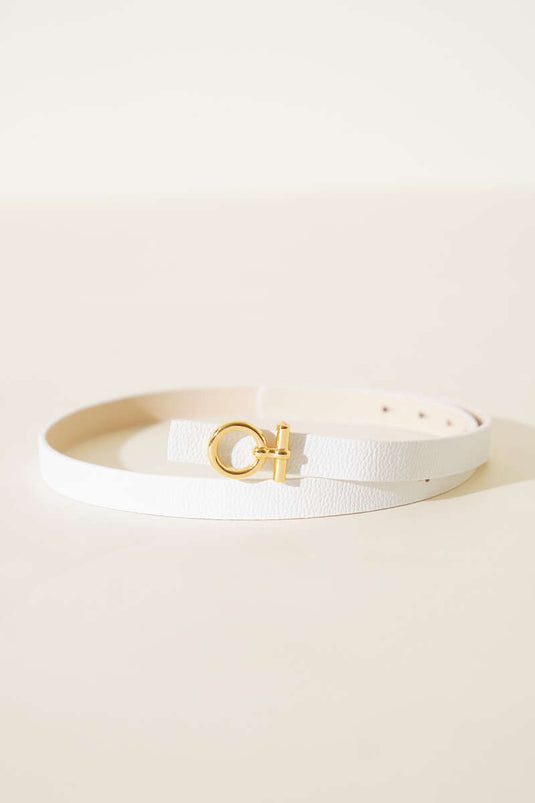 White Belt With Metal Circle Buckle