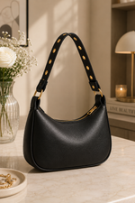 Sac Main & Épaule Détails Métal Noir