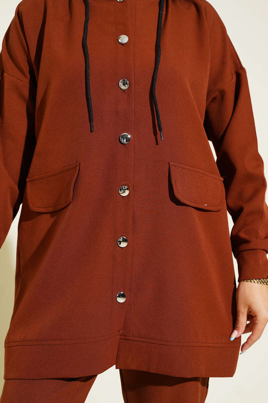 Double Set of Coffee with Metal Buttons